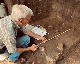 Bill Birmingham, an archaeological steward, records artifacts in situ at the McNeill Ranch Site.