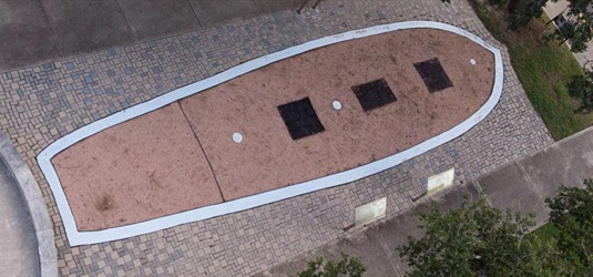 Shpwreck outline at the Museum of the Coastal Bend in Victoria, TX